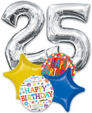 bouquet de globos numero y cumpleaños