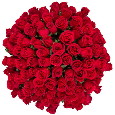 100 rosas rojas de tallo largo en caja de madera